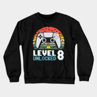 Level 8 Unlocked Vintage Retro Gaming Crewneck Sweatshirt